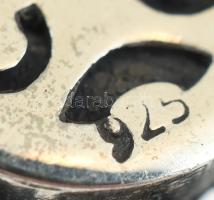 Aranyozott ezüst(Ag) fülbevalópár piros kővel, jelzett, h: 3,5 cm, bruttó: 13,06 g