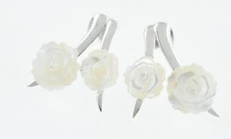 Ezüst(Ag) virágos fülbevalópár, jelzett, h: 2,5 cm, bruttó: 8,59 g