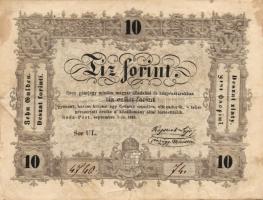 1848. 10Ft "Kossuth-bankó" T:III+