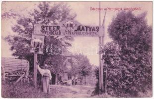 1908 Biatorbágy, Steer Mátyás vendéglő a Napvölgyhöz, bejárat