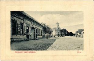 1917 Solymár, Fő tér, templom, Kégl Sebestyén üzlete és saját kiadása. W.L. Bp. 7551. 1911-13. (ragasztónyom / gluemark)