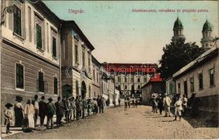 1912 Ungvár, Uzshorod, Uzhhorod, Uzhorod; Káptalan utca, városház, püspöki palota / street, town hall, bishop's palace (EK)