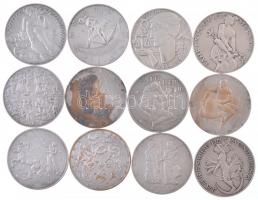 Ausztria 1956-1990. 12xklf ezüstözött Br naptárérem (40mm) T:1--2- Austria 1956-1990. 12xdiff silvered Br calendar medallions (40mm) C:AU-VF