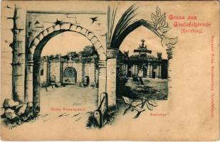 Gyulafehérvár, Karlsburg, Alba Iulia; Erstes Festungstor, Karlstor / várkapu. Bernhard Weiss kiadása / castle gates. Art Nouveau, floral (lyuk / pinhole)