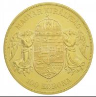 1908KB 100K Au "Ferenc József" jelzés nélküli 'vöröses arany" utánveret (34,23g/...