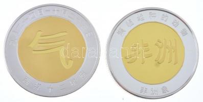 Kína DN "Elefánt" kétoldalas bicolor emlékérem + "Mérleg" kétoldalas bicolor eml...