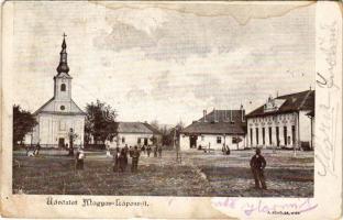 1903 Magyarlápos, Magyar Lápos, Targu Lapus; Fő tér, templom, nagyvendéglő, étterem, üzlet / main square, church, restaurant, shop (b)