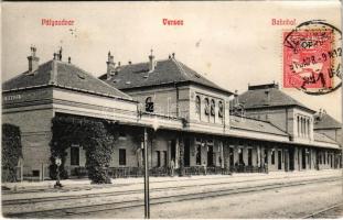 1910 Versec, Werschetz, Vrsac; pályaudvar, vasútállomás / railway station. TCV card