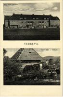 Taracköz, Teresva; Stat. dum (Kolonie), vodní mlyn / városháza, vízi malom / town hall, water mill