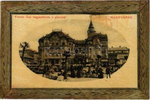Nagyvárad, Oradea; Fekete Sas nagyszálloda, piac, üzletek / hotel, market, shops (r)
