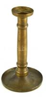 Bronz biedermeier gyertyatartó, apró repedéssel, horpadással, jelzés nélkül, m: 18,5cm