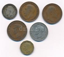Nagy-Britannia 1908-1947. 1p-2Sh (6xklf), közte 1915. 1Sh Ag V. György T:2-3- United Kingdom 1908-1947. 1 Penny - 2 Shillings (6xdiff), within 1915. 1 Shilling Ag George V C:XF-VG