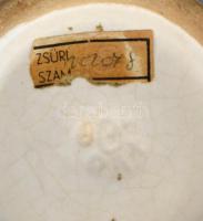 Iparművészeti Vállalatos Gorka habános kerámia váza. Jelzett, kopásnyomokkal, mázrepedésekkel, m: 19...