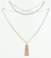 Ezüst(Ag) ékszerszett, nyaklánc függővel, fülbevalópár, karperec, gyűrű, jelzett, bruttó: 37,92 g