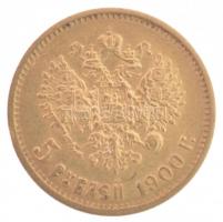 Orosz Birodalom 1900. 5R Au II. Miklós (4,28g/0.900) T:2 Russian Empire 1900. 5 Rubles Au Nicholas II (4,28g/0.900) C:XF Krause Y#62
