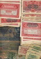 347db bankjegy, korona, pengő időszak, piros "Deutschösterreich" fny-okkal + Osztrák-Magyar Bank, benne 13db osztrák szükségpénz T:II,III,III/IV,IV