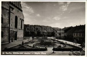 Beszterce, Bistritz, Bistrita; Horthy Miklós tér, Schmidt, Kaufmann, Vass Lajos üzlete / square, shops