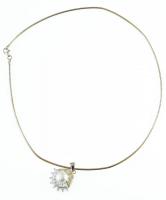 Ezüst(Ag) kígyó nyaklánc gyöngyös medállal, jelzett, h: 44 cm, bruttó: 13,86 g