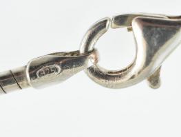 Ezüst(Ag) kígyó nyaklánc gyöngyös medállal, jelzett, h: 44 cm, bruttó: 13,86 g