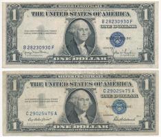 Amerikai Egyesült Államok 1949-1953. (1935D) 1$ Silver Certificate, kék pecsét, Georgia Neese Clark - John Wesley Snyder + 1957-1961. (1957) 1$ Silver Certificate, kék pecsét, Ivy Baker Priest - Robert B. Anderson T:III USA 1949-1953. (1935D) 1 Dollar Silver Certificate - Small size, blue seal, Georgia Neese Clark - John Wesley Snyder + 1957-1961. (1957) 1 Dollar Silver Certificate - Small size, blue seal, Ivy Baker Priest - Robert B. Anderson C:F Krause P#416, P#419.