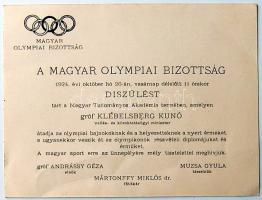 1924 Meghívó a Magayr Olimpiai Bizottság díszülésére / Invitation to the session of Hungarian Olympic Ass.