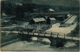 1917 Dorna-völgy, Dornavölgyi Gőzfűrész; Vízfogó és kápolna. Adler M. Mór kiadása 5854. / dam and chapel