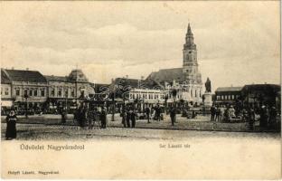 Nagyvárad, Oradea; Szt. László tér, piac, üzletek / market square, shops (EK)