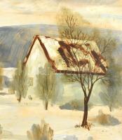 Vértesi Péter (1938-2010): Téli táj. Olaj, farost, jelzett. Széleinél apró felületi sérülésekkel, 60...