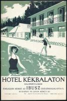1957 Villamosplakát: Hotel Kékbalaton, Balatonvilágos, foglaljon szobát az IBUSZ üdülőszolgálatánál, 23,5×16,5 cm