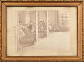 Edgar Degas (1834-1917) után, Georges William Thornley (1857-1935): Danseuses (táncosnők). Litográfia, papír. Lap kissé foltos. Utólagos (?) jelzéssel. Dekoratív, üvegezett fa keretben. 23,5×31 cm