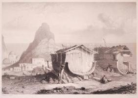 1846 Halászkunyhók a Fekete-tengernél acélmetszet / Black-Sea fisher huts steel-engraving 27x19 cm