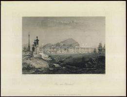 1846 Palermo öböl acélmetszet / Palermo bay fisher huts steel-engraving 27x19 cm
