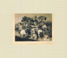 1846 Mese a mezőn acélmetszet paszpartuban / Tales on the fields huts steel-engraving in paperframe 31x27 cm