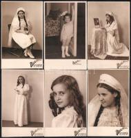 cca 1930-1940 Kislányportrék, 6 db fotólap Mosoly Albuma műterméből, 13,5×8,5 cm