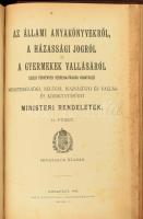 Az állami anyakönyvekről, a házassági jogról és a gyermekek vallásáról szólo törvények végrehajtásár...