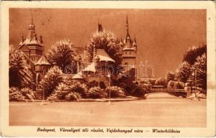 1932 Budapest XIV. Városliget, Vajdahunyad vára télen (EK)