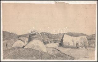 Szőnyi jelzéssel: Táj. Ceruza, papír. Kissé sérült paszpartuban. 15×25 cm