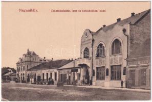 Nagymihály, Michalovce; Takarékpénztár, Ipar és kereskedelmi bank, Handler Miksa, és Engel Adolf üzlete. Landesmann B. / savings bank, shops