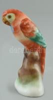 Herendi porcelán papagáj, kézzel festett, jelzett, kopásnyomokkal, m: 7 cm