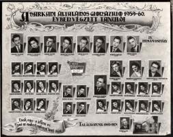 1960 A Sarkadi Általános Gimnázium 1959-1960. évben végzett tanulói, nevesített portrék, kartonra ka...
