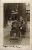 1929 Pöstyén, Piestany; William Lampl üzlete, Villa Klein, fürdővendég tolókocsiban / shop, spa guest in wheelchair. photo (EB)