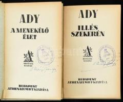 Ady: Illés szekerén; A menekülő élet. Bp., é.n., Athenaeum, 176 p. + 163 p. Kiadói aranyozott egészv...