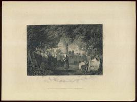 1846 Zsidó temető acélmetszet  / Jewish cemetary steel-engraving  27x20 cm