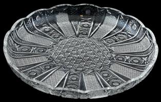 Nagyméretű ólomkristály kínáló, csiszolt, apró karcolásokkal, d: 30,5 cm