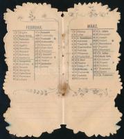 1901 Német nyelvű zsebnaptár litho virágos díszítéssel, foltos