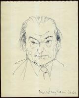 Vincze Lajos (1914-2002): Keresztury Dezsó 70. éves, a művész dedikációjával; toll-papír; szignált 14x17 cm