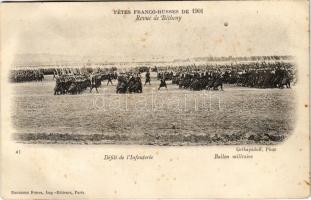 Fetes Franco-Russes de 1901 - Revue de Bétheny, Defile de l'Infanterie, Ballon militaire / Russo-French military training (fa)