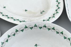 Herendi 1944 petrezselyem mintás hiányos étkészlet. 12db lapostányér, 1 db mártásos tál aljával, 3db...