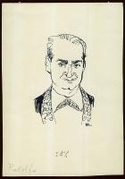 Vincze Lajos (1914-2002): Rodolfo; tus-papír, szignált; 15x21 cm