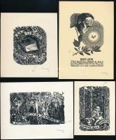 Nagy Árpád (1894-1959): 4 db ex libris. Fametszet, papír, jelzett, 10×7,5 és 14×10 cm